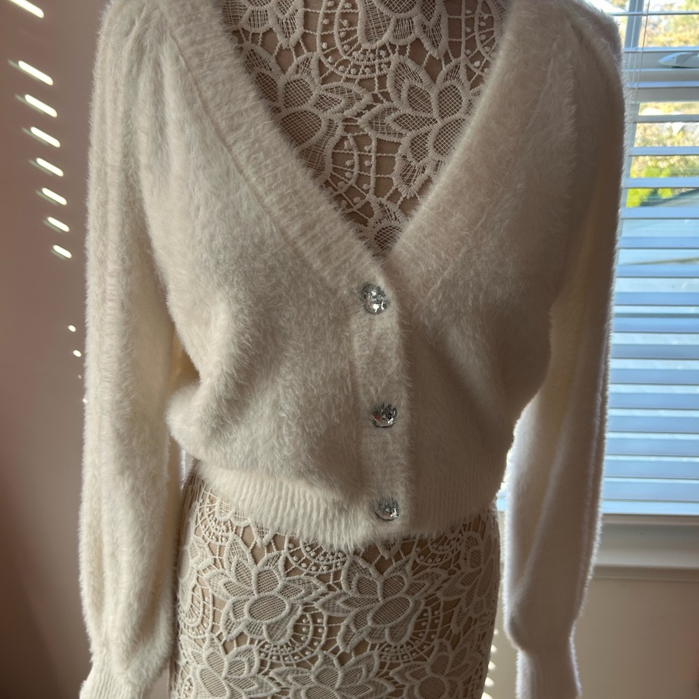 For Love And Lemons White  Button-Up Cardigan